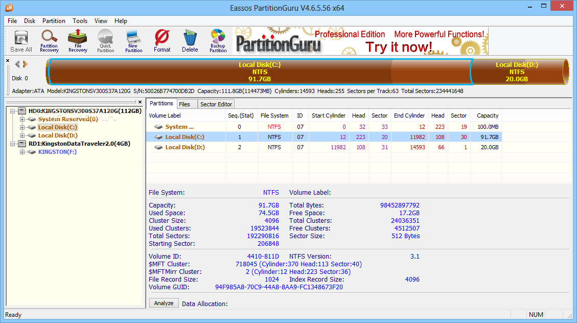 Eassos PartitionGuru Pro – 磁盘分区管理软件[Windows][$70→0]