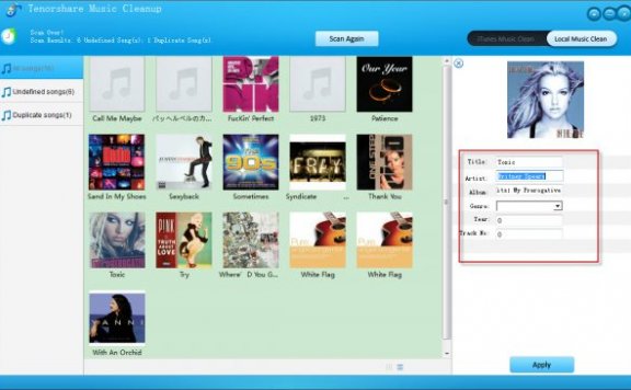 Tenorshare Music Cleanup – 音乐文件整理[Windows][$39.95→0]