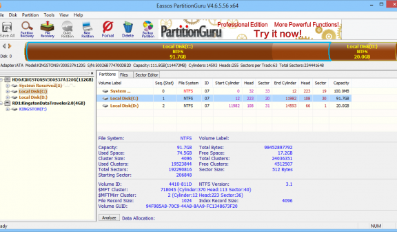 Eassos PartitionGuru Pro – 磁盘分区管理软件[Windows][$69→0]